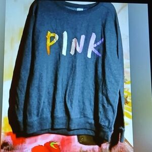 PINK Victoria's Secret Gray and White Logo Sweatshirt Tag